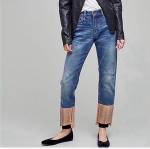 Anthropologie Gold Foil Jeans